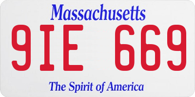 MA license plate 9IE669