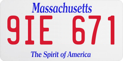 MA license plate 9IE671