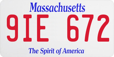MA license plate 9IE672