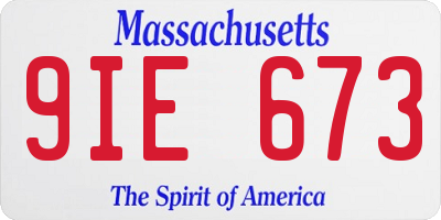 MA license plate 9IE673