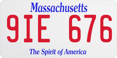 MA license plate 9IE676
