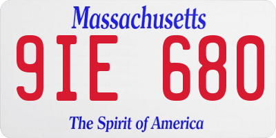 MA license plate 9IE680
