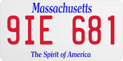 MA license plate 9IE681