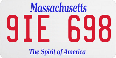 MA license plate 9IE698