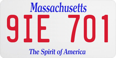 MA license plate 9IE701