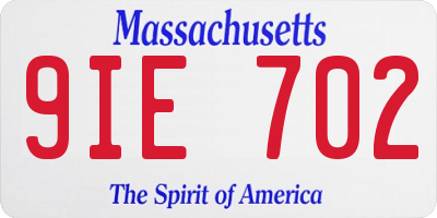 MA license plate 9IE702