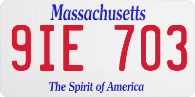 MA license plate 9IE703
