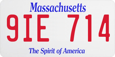 MA license plate 9IE714