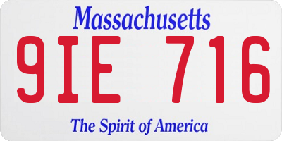 MA license plate 9IE716