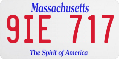 MA license plate 9IE717