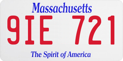 MA license plate 9IE721