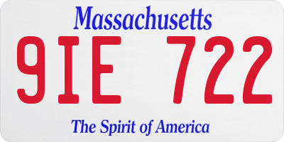 MA license plate 9IE722