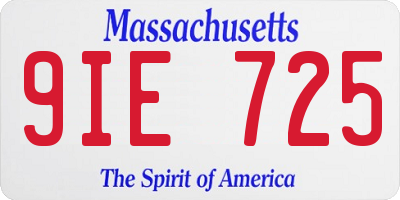 MA license plate 9IE725