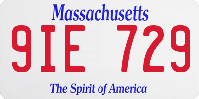 MA license plate 9IE729