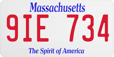 MA license plate 9IE734
