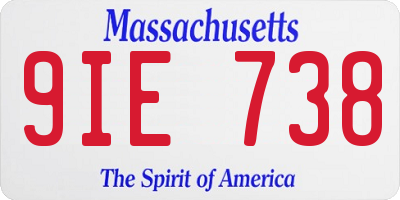 MA license plate 9IE738