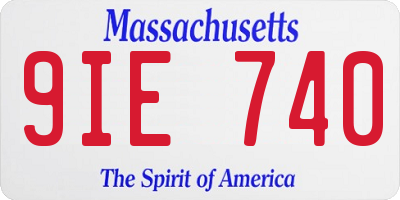 MA license plate 9IE740