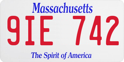 MA license plate 9IE742