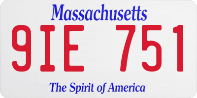 MA license plate 9IE751
