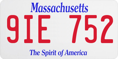 MA license plate 9IE752