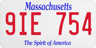 MA license plate 9IE754