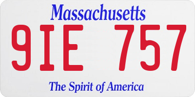 MA license plate 9IE757