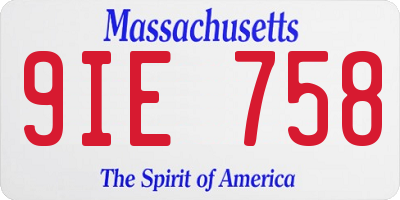 MA license plate 9IE758