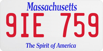MA license plate 9IE759
