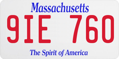 MA license plate 9IE760