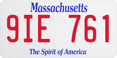 MA license plate 9IE761