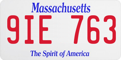 MA license plate 9IE763