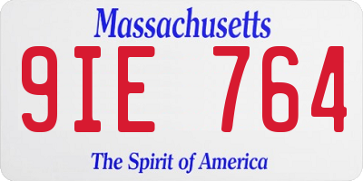 MA license plate 9IE764