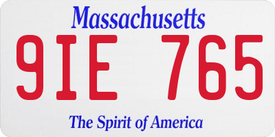 MA license plate 9IE765