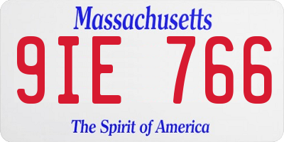 MA license plate 9IE766