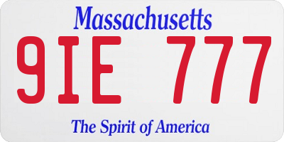 MA license plate 9IE777