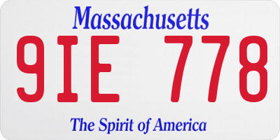 MA license plate 9IE778