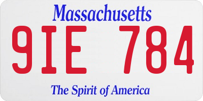 MA license plate 9IE784