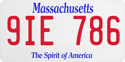 MA license plate 9IE786