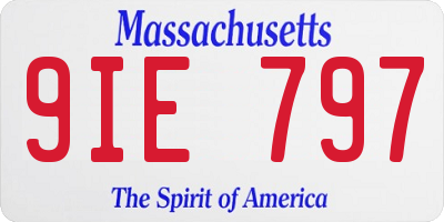 MA license plate 9IE797