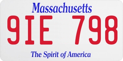 MA license plate 9IE798