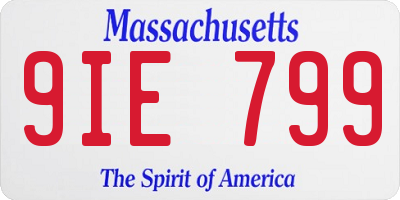 MA license plate 9IE799
