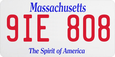MA license plate 9IE808