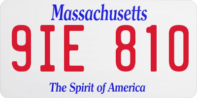MA license plate 9IE810