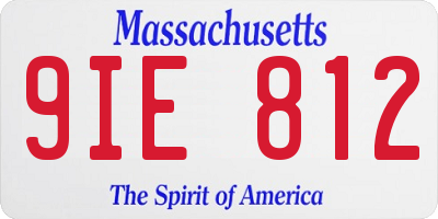 MA license plate 9IE812