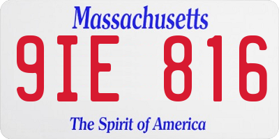 MA license plate 9IE816