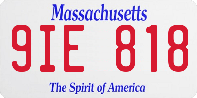 MA license plate 9IE818