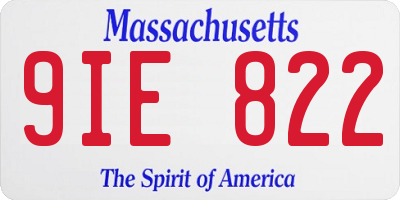 MA license plate 9IE822