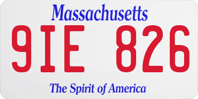 MA license plate 9IE826