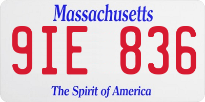 MA license plate 9IE836