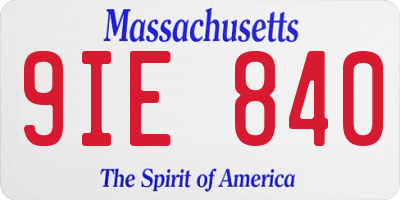 MA license plate 9IE840
